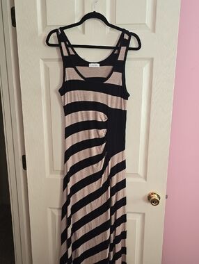 calvin klein blue and white striped dress Calvin Klein 70's Blue and White Striped Rayon Nautical Style Dress Si –  Designers On A Dime main image 0